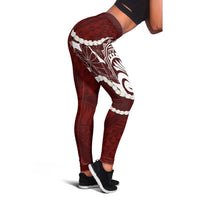 Aloha Hawaii Kalo Pikake Lei Leggings Chest Tattoo Oxblood Hawaiian Pattern