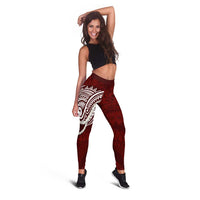 Aloha Hawaii Kalo Pikake Lei Leggings Chest Tattoo Oxblood Hawaiian Pattern