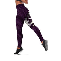Aloha Hawaii Kalo Pikake Lei Leggings Chest Tattoo Purple Hawaiian Pattern
