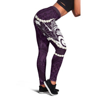 Aloha Hawaii Kalo Pikake Lei Leggings Chest Tattoo Purple Hawaiian Pattern