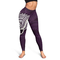 Aloha Hawaii Kalo Pikake Lei Leggings Chest Tattoo Purple Hawaiian Pattern