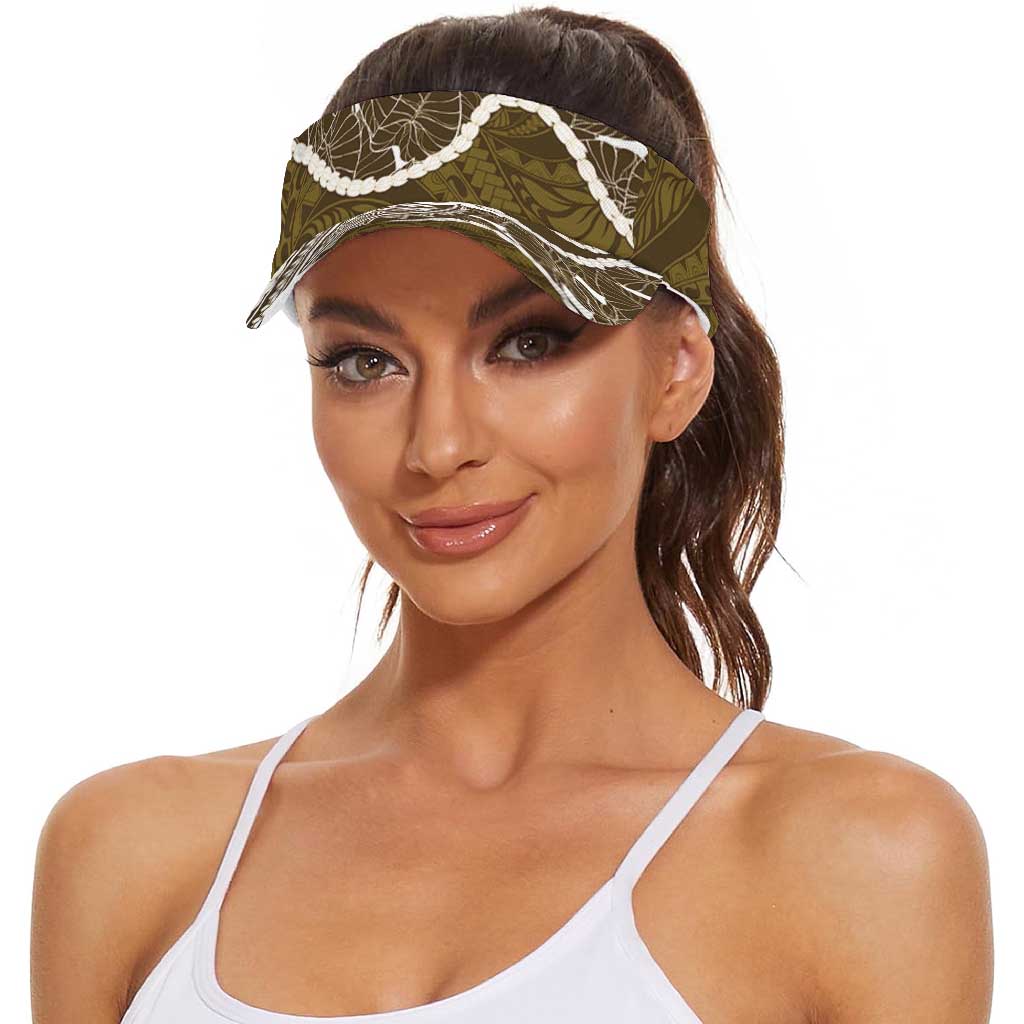 Aloha Hawaii Kalo Pikake Lei Sun Visor Cap Chest Tattoo Gold Hawaiian Pattern
