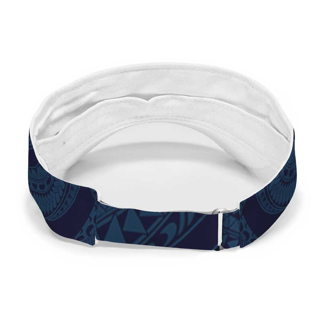 Aloha Hawaii Kalo Pikake Lei Sun Visor Cap Chest Tattoo Oxford Blue Hawaiian Pattern