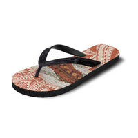 Aloha Hawaii Mikioi Lei Flip Flops Cattail Red Tropical Flower Pattern - Polynesian Pride