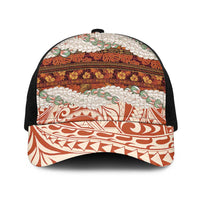 Aloha Hawaii Mikioi Lei Mesh Trucker Cap Cattail Red Tropical Flower Pattern - Polynesian Pride