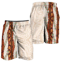 Aloha Hawaii Mikioi Lei Shorts for Men Beige Tropical Flower Pattern - Polynesian Pride