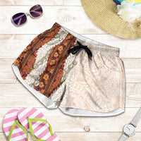 Aloha Hawaii Mikioi Lei Shorts for Women Beige Tropical Flower Pattern - Polynesian Pride