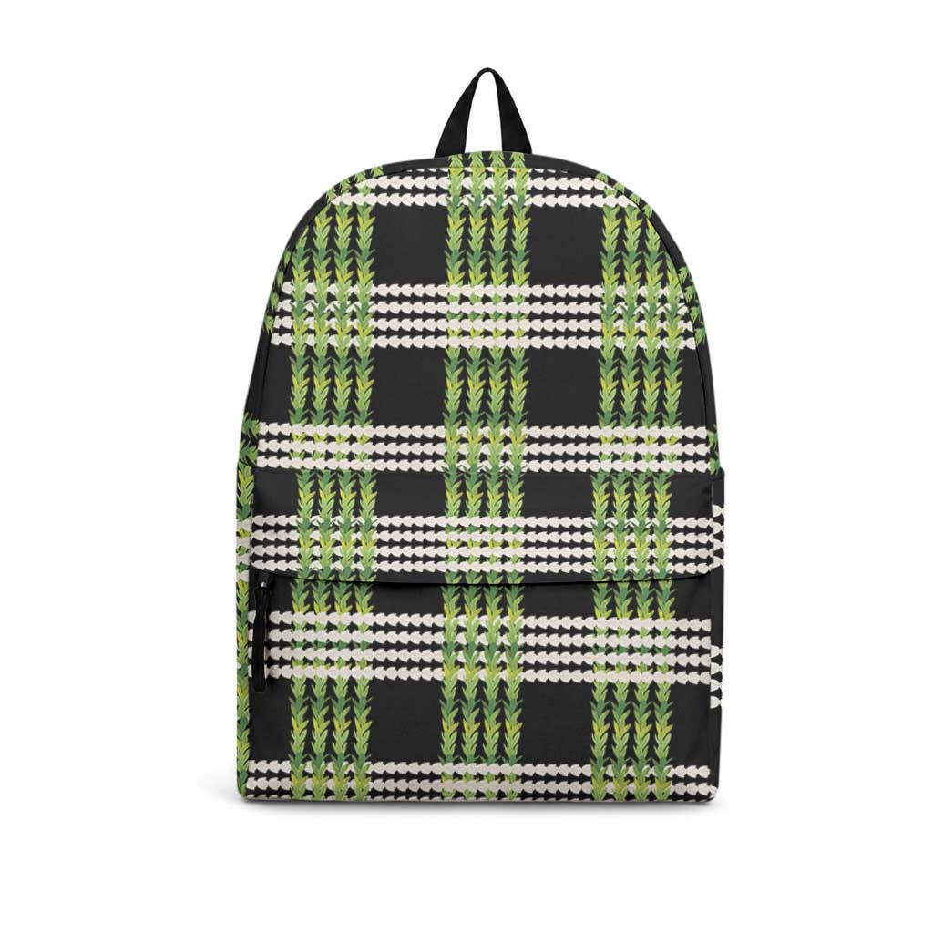 Aloha Hawaii Pakalana Pikake Lei Backpack Palaka Inspired Hawaiian-plaid Black LT14 Black - Polynesian Pride