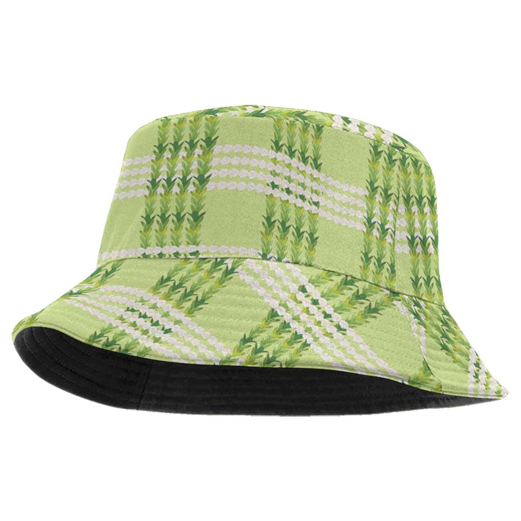 Aloha Hawaii Pakalana Pikake Lei Bucket Hat Palaka Inspired Hawaiian-plaid Pastel Green LT14 One Size Green - Polynesian Pride