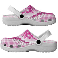 Aloha Hawaii Palaka Clogs Shoes Pink Plumeria Lei