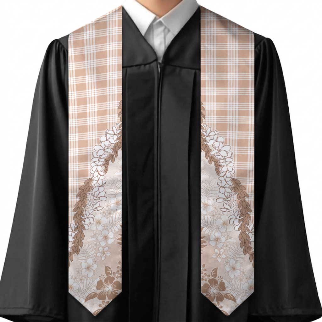 Aloha Hawaii Palaka Graduation Stole Beige Plumeria Lei