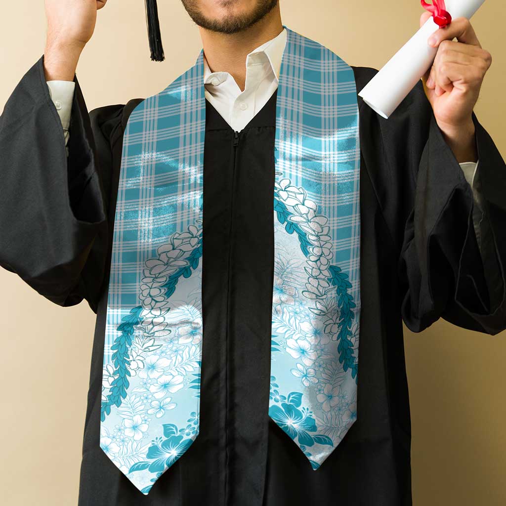 Aloha Hawaii Palaka Graduation Stole Blue Plumeria Lei LT05
