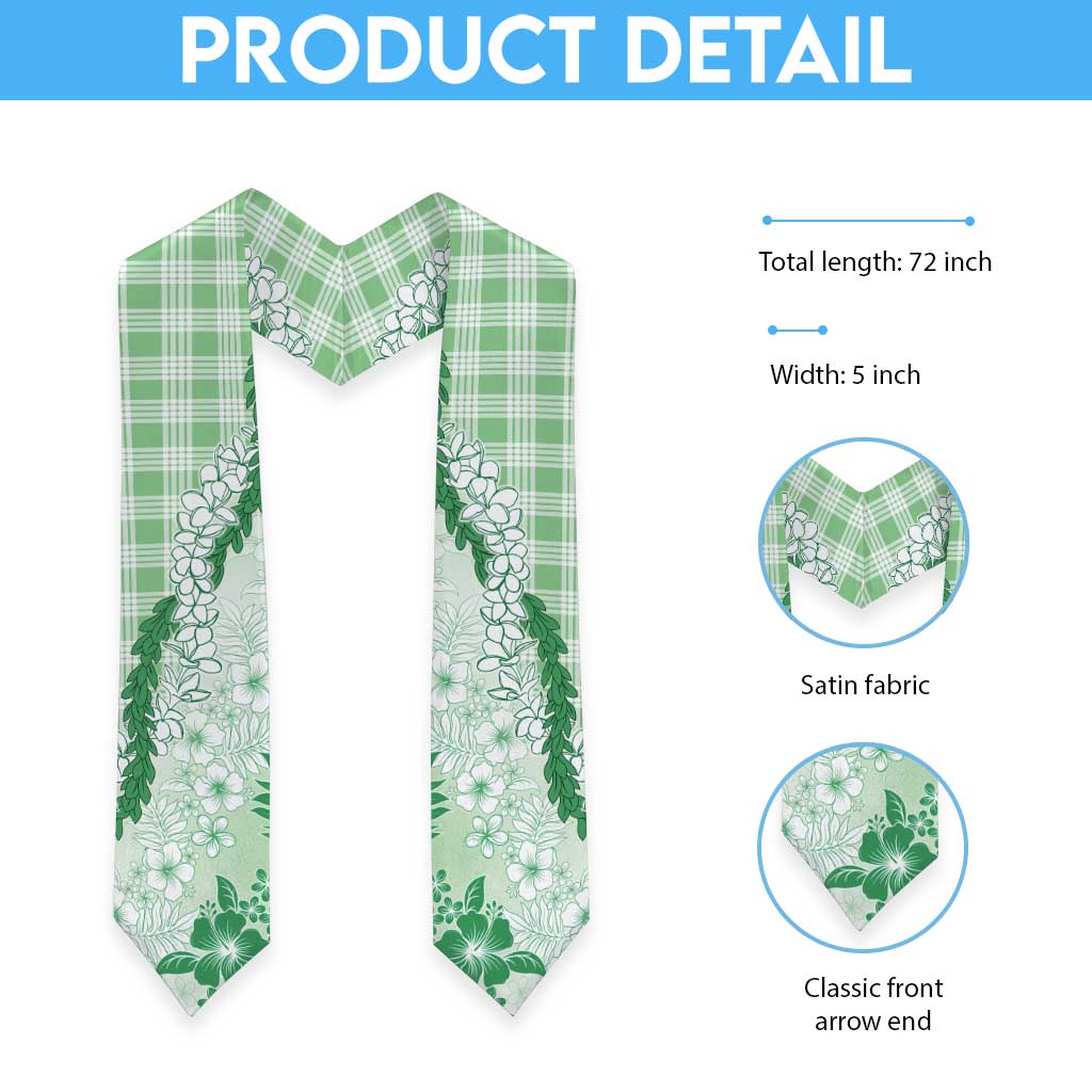 Aloha Hawaii Palaka Graduation Stole Green Plumeria Lei