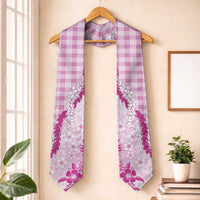 Aloha Hawaii Palaka Graduation Stole Pink Plumeria Lei