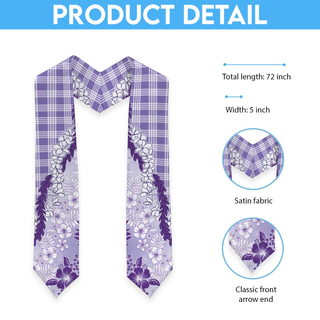 Aloha Hawaii Palaka Graduation Stole Purple Plumeria Lei
