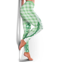 Aloha Hawaii Palaka Leggings Green Plumeria Lei