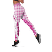 Aloha Hawaii Palaka Leggings Pink Plumeria Lei