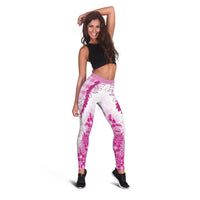 Aloha Hawaii Palaka Leggings Pink Plumeria Lei