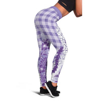 Aloha Hawaii Palaka Leggings Purple Plumeria Lei