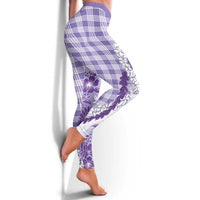 Aloha Hawaii Palaka Leggings Purple Plumeria Lei