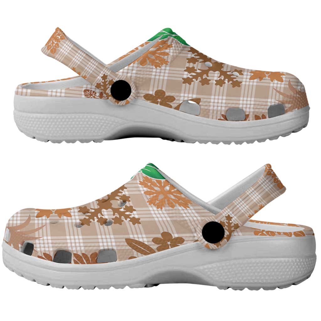 Aloha Hawaii Palaka Tuberose Lei Clogs Shoes Hawaiian Quilt Seamless Style - Polynesian Pride