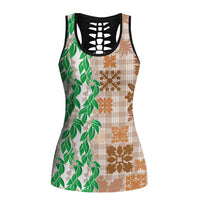 Aloha Hawaii Palaka Tuberose Lei Hollow Tank Top Hawaiian Quilt Seamless Style - Polynesian Pride