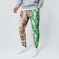 Aloha Hawaii Palaka Tuberose Lei Jogger Pants Hawaiian Quilt Seamless Style - Polynesian Pride