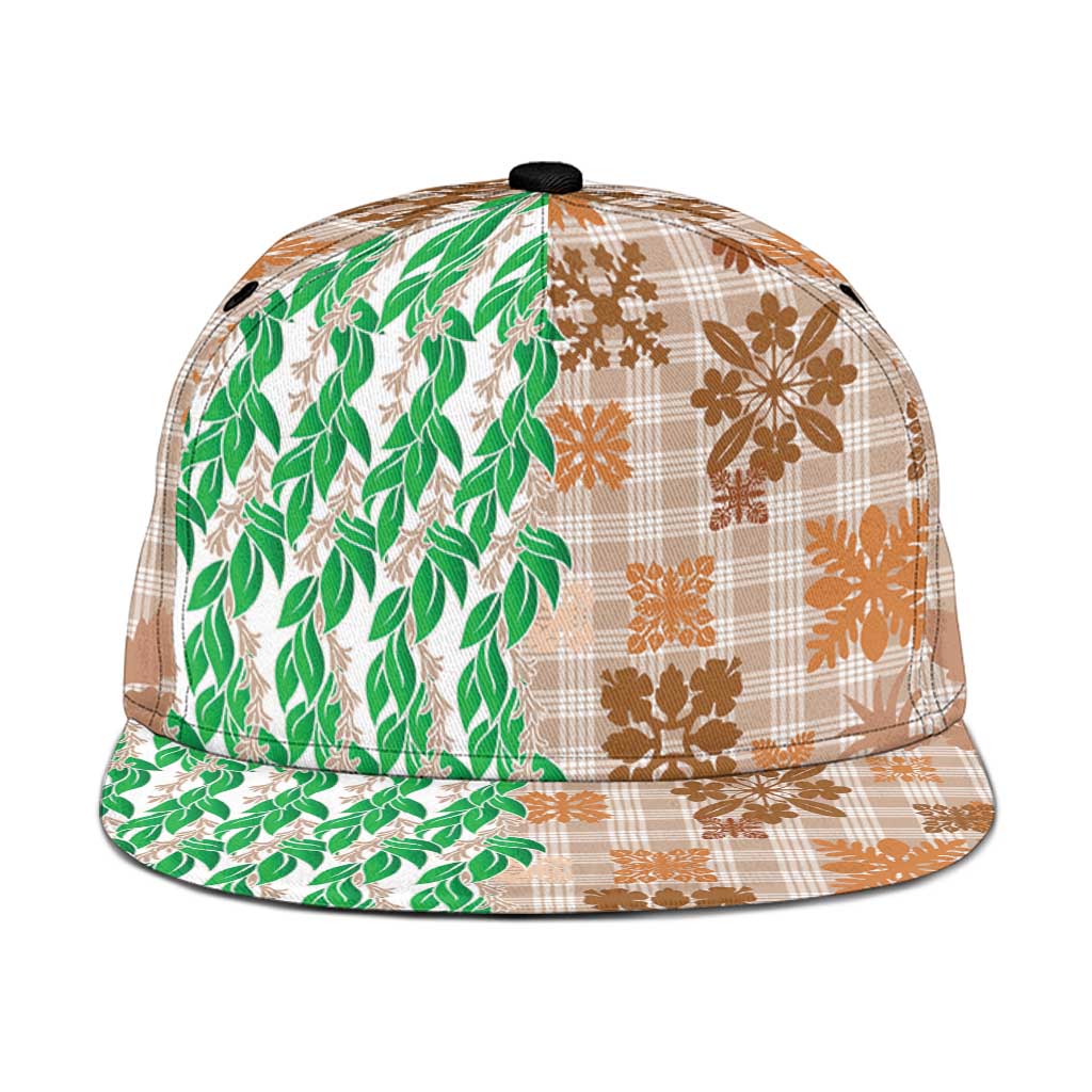 Aloha Hawaii Palaka Tuberose Lei Snapback Cap Hawaiian Quilt Seamless Style - Polynesian Pride