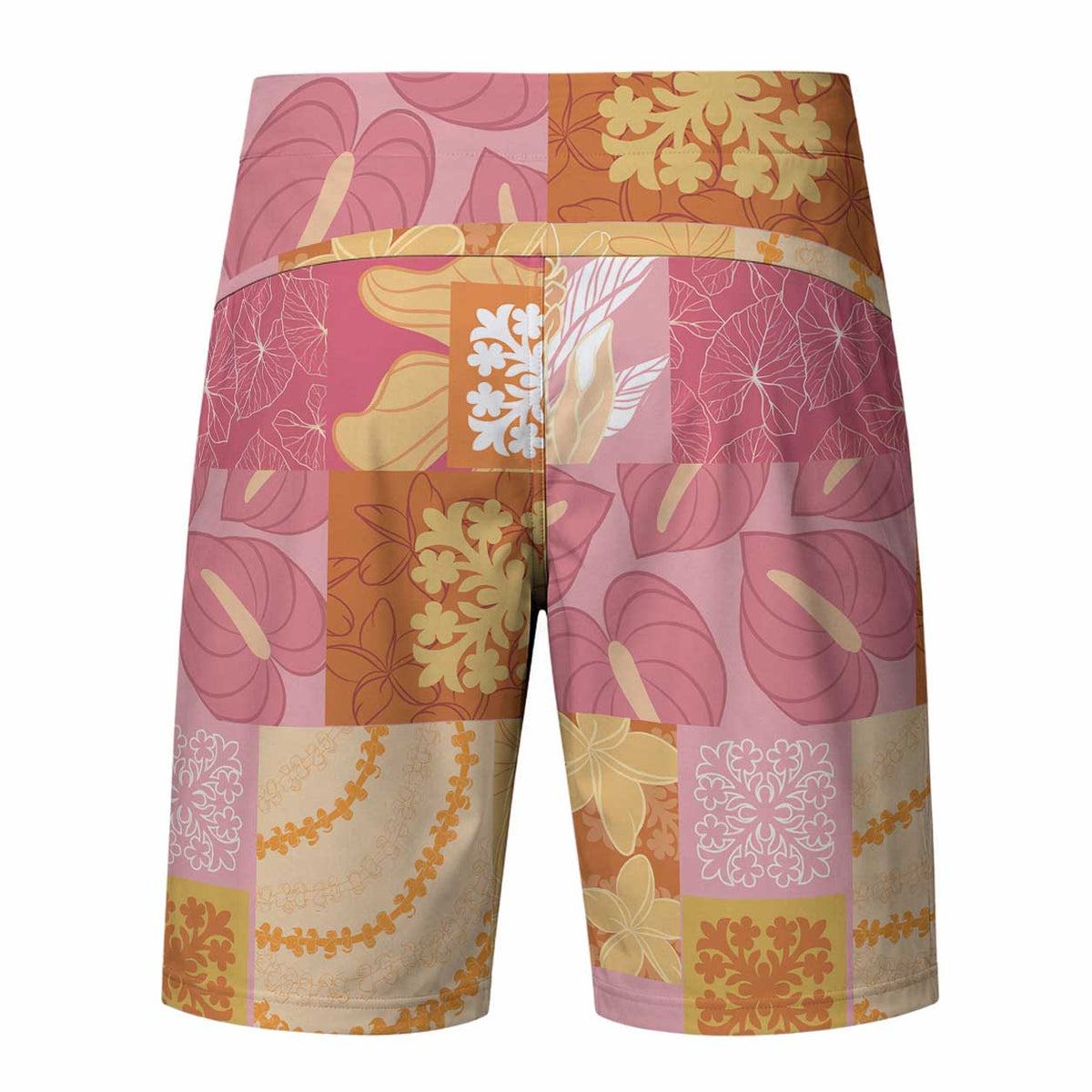 Aloha Hawaii Quilt Floral Patchwork Style Board Shorts