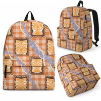 Aloha Hawaii Tiki Palaka Motifs Backpack Honohono Lei Orange Elegant Vibes LT14 - Polynesian Pride