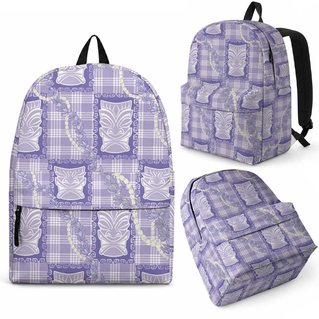 Aloha Hawaii Tiki Palaka Motifs Backpack Honohono Lei Purple Elegant Vibes LT14 - Polynesian Pride