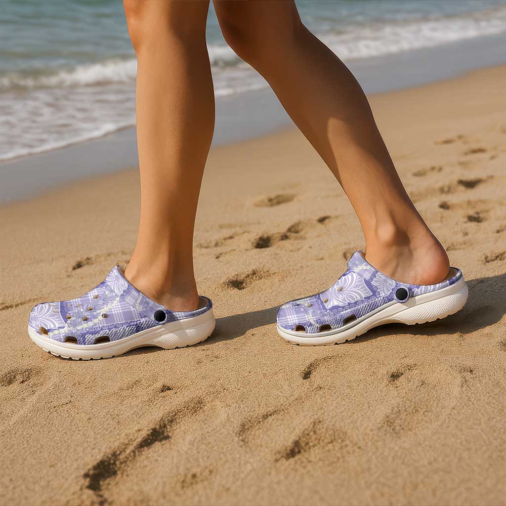 Aloha Hawaii Tiki Palaka Motifs Clogs Shoes Honohono Lei Purple Elegant Vibes LT14 - Polynesian Pride