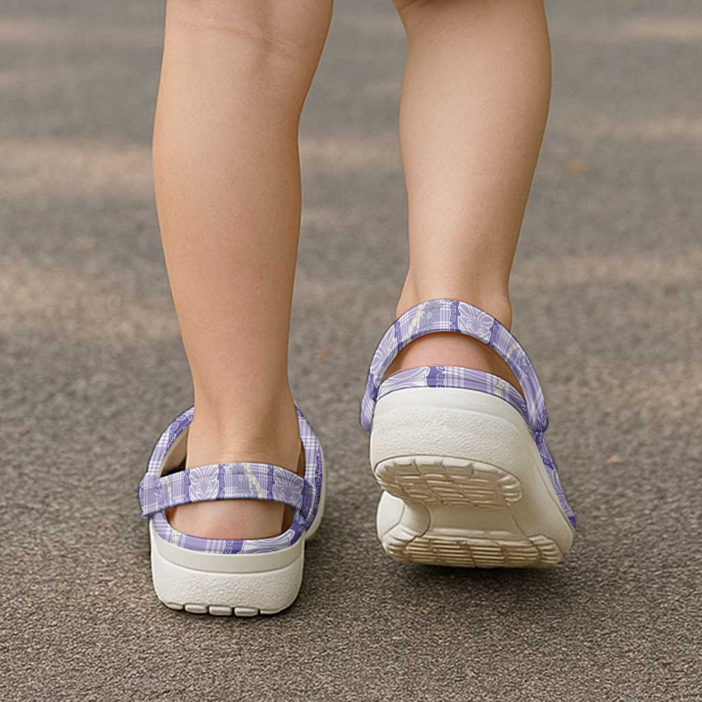Aloha Hawaii Tiki Palaka Motifs Clogs Shoes Honohono Lei Purple Elegant Vibes LT14 - Polynesian Pride