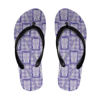 Aloha Hawaii Tiki Palaka Motifs Flip Flops Honohono Lei Purple Elegant Vibes LT14 Purple - Polynesian Pride
