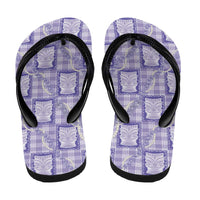Aloha Hawaii Tiki Palaka Motifs Flip Flops Honohono Lei Purple Elegant Vibes LT14 - Polynesian Pride