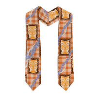 Aloha Hawaii Tiki Palaka Motifs Graduation Stole Honohono Lei Orange Elegant Vibes LT14 - Polynesian Pride
