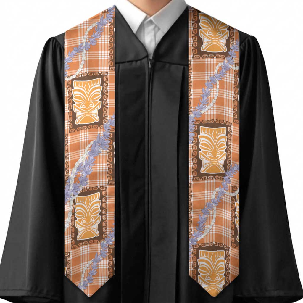 Aloha Hawaii Tiki Palaka Motifs Graduation Stole Honohono Lei Orange Elegant Vibes LT14 - Polynesian Pride