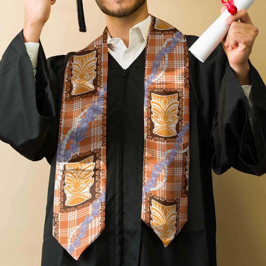 Aloha Hawaii Tiki Palaka Motifs Graduation Stole Honohono Lei Orange Elegant Vibes LT14 - Polynesian Pride