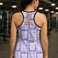 Aloha Hawaii Tiki Palaka Motifs Hollow Tank Top Honohono Lei Purple Elegant Vibes LT14 - Polynesian Pride