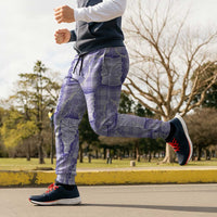 Aloha Hawaii Tiki Palaka Motifs Jogger Pants Honohono Lei Purple Elegant Vibes LT14 - Polynesian Pride