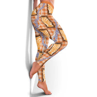 Aloha Hawaii Tiki Palaka Motifs Leggings Honohono Lei Orange Elegant Vibes LT14 - Polynesian Pride