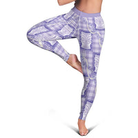Aloha Hawaii Tiki Palaka Motifs Leggings Honohono Lei Purple Elegant Vibes LT14 - Polynesian Pride