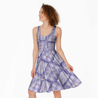 Aloha Hawaii Tiki Palaka Motifs Midi Dress Honohono Lei Purple Elegant Vibes LT14 - Polynesian Pride