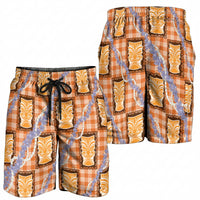 Aloha Hawaii Tiki Palaka Motifs Shorts for Men Honohono Lei Orange Elegant Vibes LT14 - Polynesian Pride