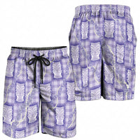 Aloha Hawaii Tiki Palaka Motifs Shorts for Men Honohono Lei Purple Elegant Vibes LT14 - Polynesian Pride