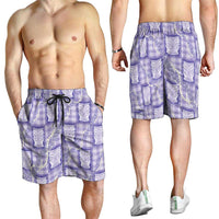 Aloha Hawaii Tiki Palaka Motifs Shorts for Men Honohono Lei Purple Elegant Vibes LT14 - Polynesian Pride