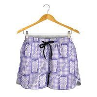 Aloha Hawaii Tiki Palaka Motifs Shorts for Women Honohono Lei Purple Elegant Vibes LT14 - Polynesian Pride