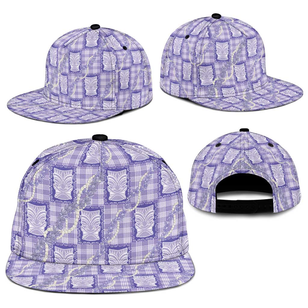 Aloha Hawaii Tiki Palaka Motifs Snapback Cap Honohono Lei Purple Elegant Vibes LT14 - Polynesian Pride