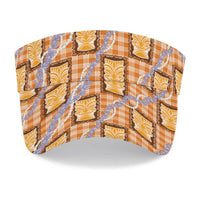Aloha Hawaii Tiki Palaka Motifs Sun Visor Cap Honohono Lei Orange Elegant Vibes LT14 - Polynesian Pride