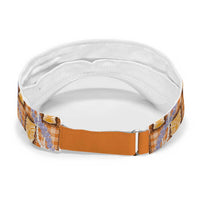Aloha Hawaii Tiki Palaka Motifs Sun Visor Cap Honohono Lei Orange Elegant Vibes LT14 - Polynesian Pride